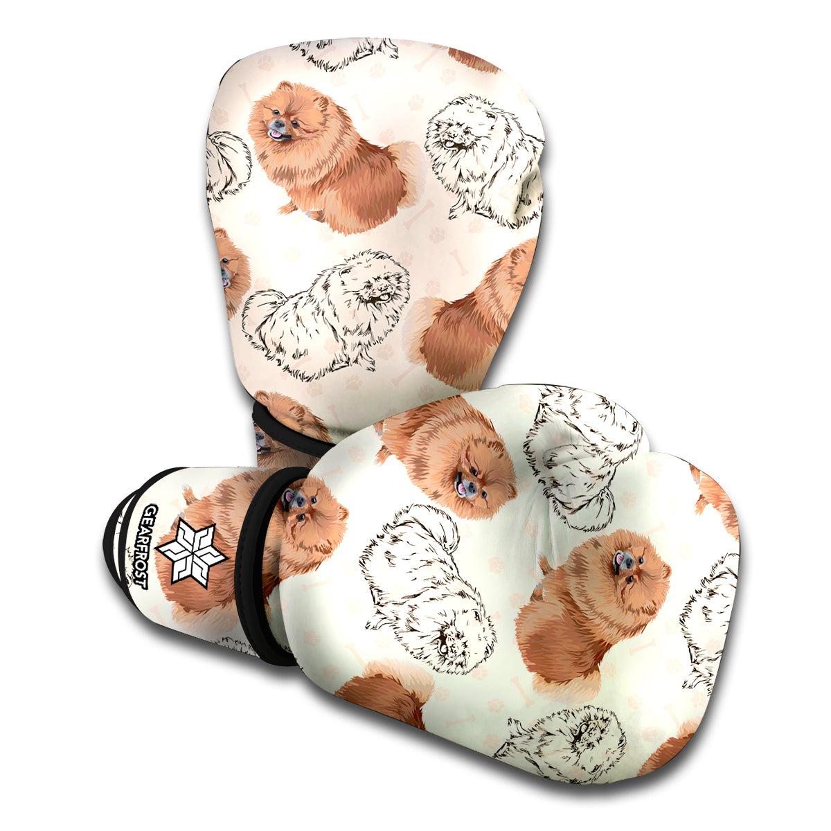 Cute Pomeranian Pattern Print Boxing Gloves