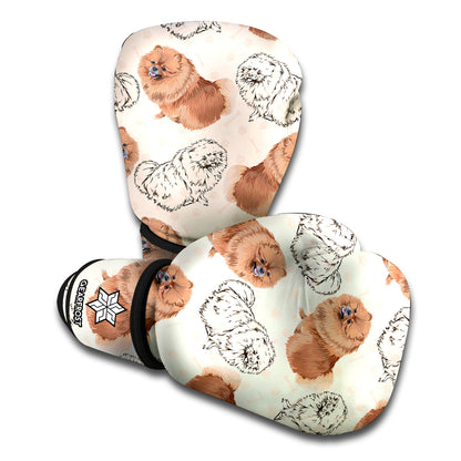 Cute Pomeranian Pattern Print Boxing Gloves