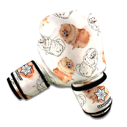 Cute Pomeranian Pattern Print Boxing Gloves