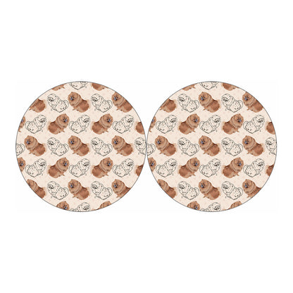 Cute Pomeranian Pattern Print Car Coasters
