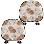 Cute Pomeranian Pattern Print Car Headrest Covers