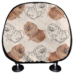Cute Pomeranian Pattern Print Car Headrest Covers