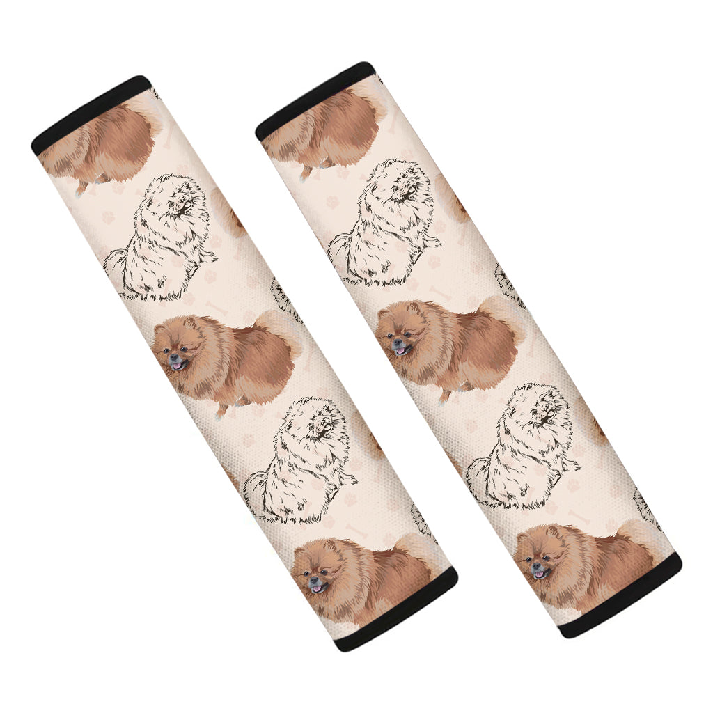 Cute Pomeranian Pattern Print Car Seat Belt Covers