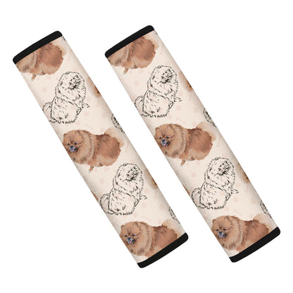 Cute Pomeranian Pattern Print Car Seat Belt Covers