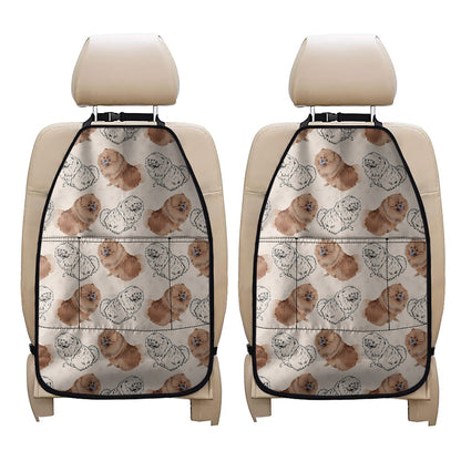 Cute Pomeranian Pattern Print Car Seat Organizers