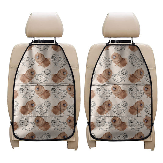 Cute Pomeranian Pattern Print Car Seat Organizers