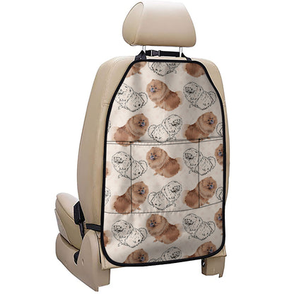 Cute Pomeranian Pattern Print Car Seat Organizers