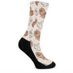Cute Pomeranian Pattern Print Crew Socks