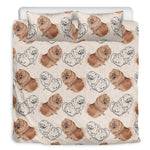 Cute Pomeranian Pattern Print Duvet Cover Bedding Set