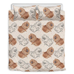 Cute Pomeranian Pattern Print Duvet Cover Bedding Set
