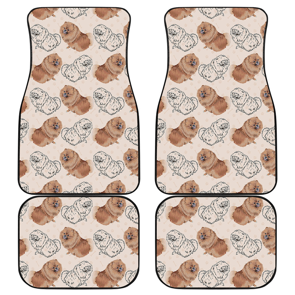Cute Pomeranian Pattern Print Front and Back Car Floor Mats