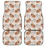 Cute Pomeranian Pattern Print Front and Back Car Floor Mats