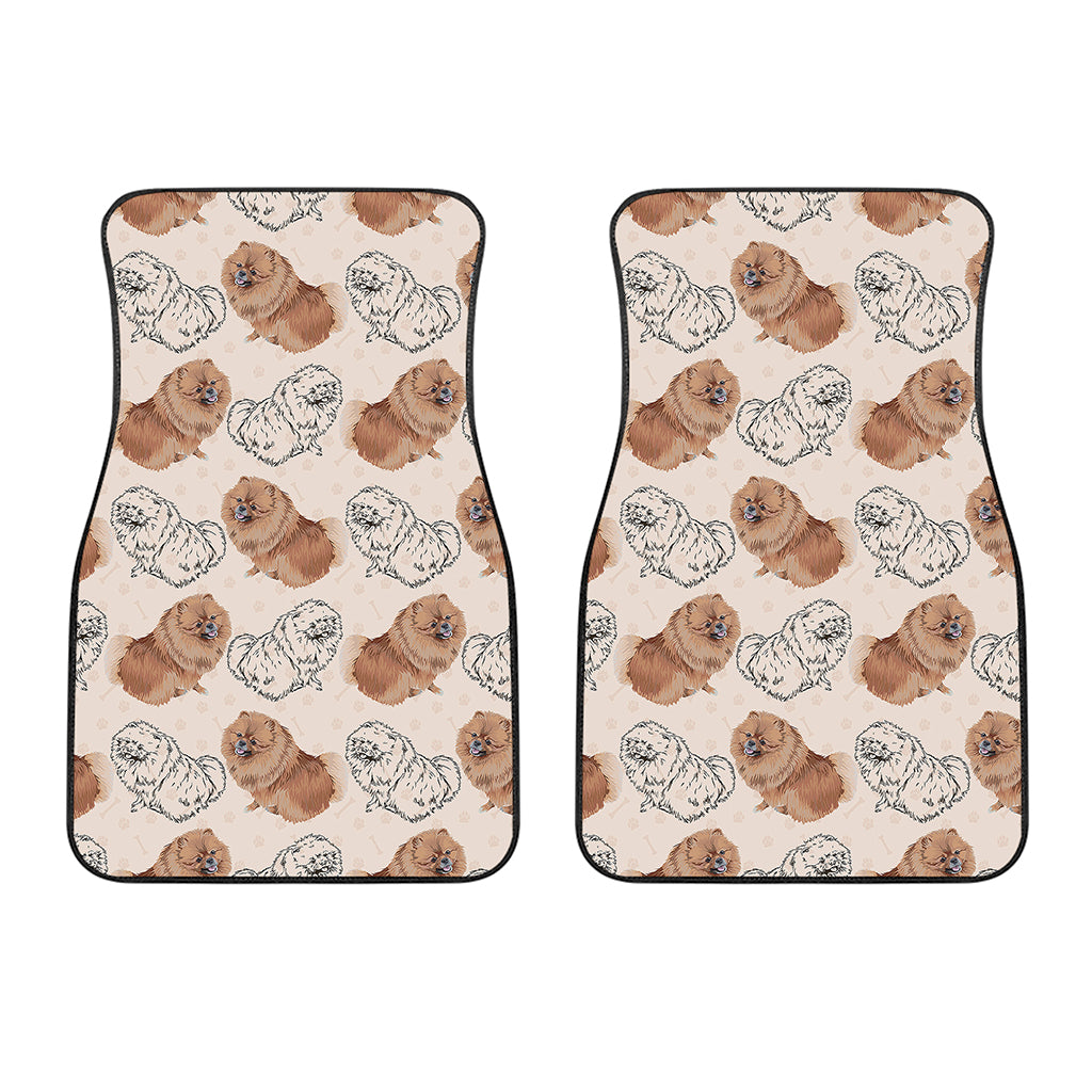 Cute Pomeranian Pattern Print Front Car Floor Mats