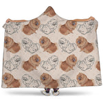 Cute Pomeranian Pattern Print Hooded Blanket
