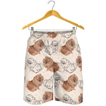Cute Pomeranian Pattern Print Men's Shorts