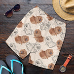 Cute Pomeranian Pattern Print Men's Shorts