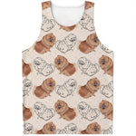 Cute Pomeranian Pattern Print Men's Tank Top