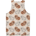 Cute Pomeranian Pattern Print Men's Tank Top