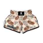 Cute Pomeranian Pattern Print Muay Thai Boxing Shorts