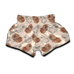 Cute Pomeranian Pattern Print Muay Thai Boxing Shorts