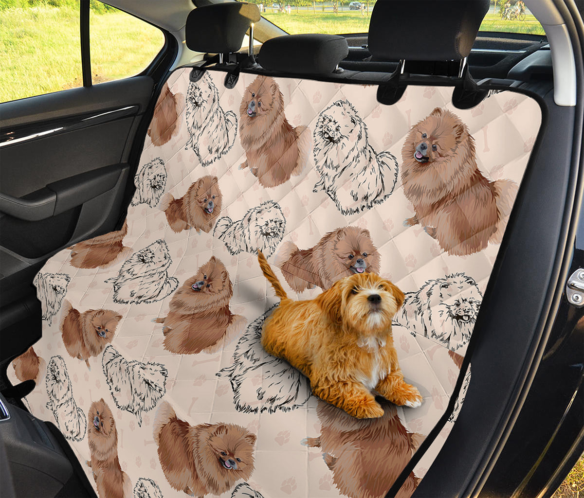 Cute Pomeranian Pattern Print Pet Car Back Seat Cover