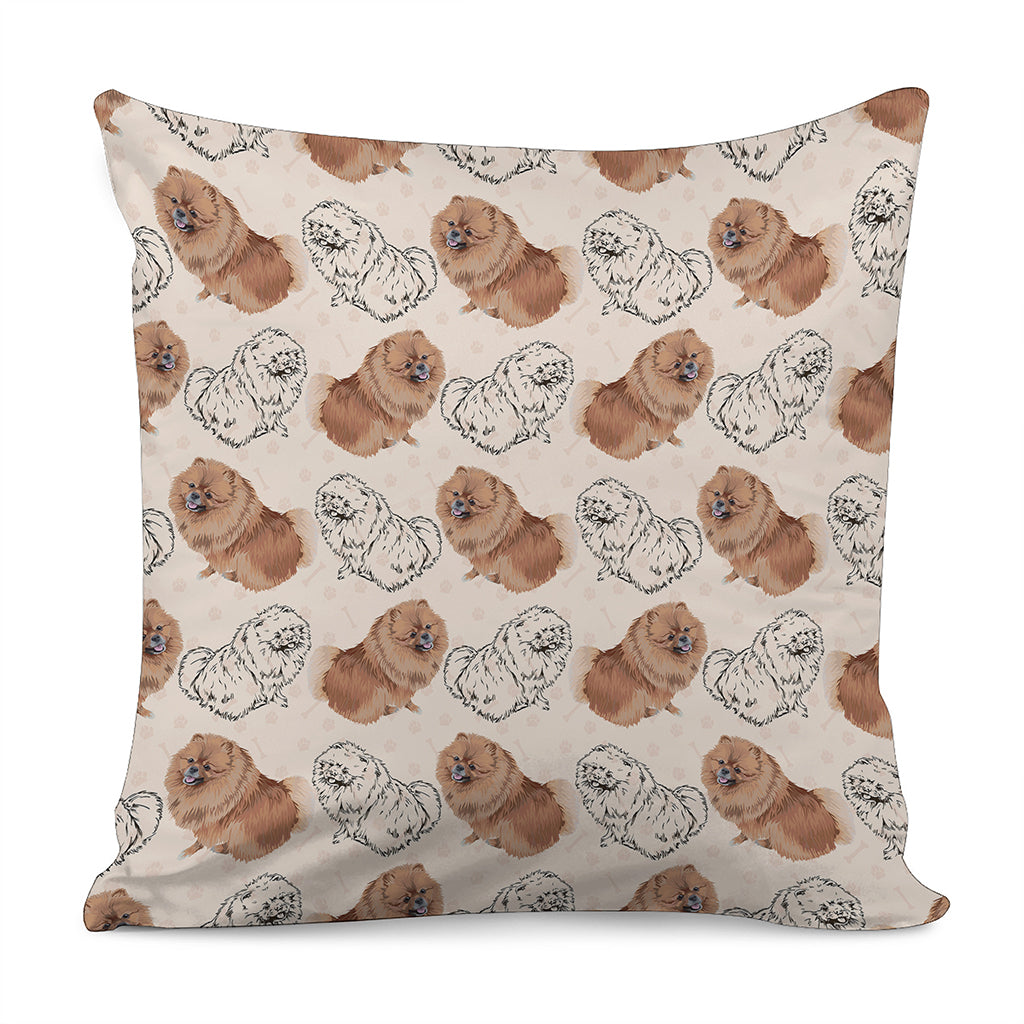 Cute Pomeranian Pattern Print Pillow Cover