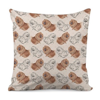 Cute Pomeranian Pattern Print Pillow Cover