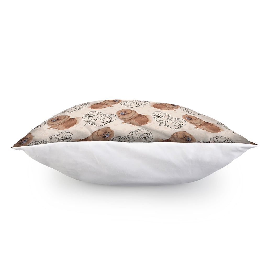 Cute Pomeranian Pattern Print Pillow Cover