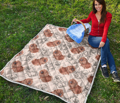 Cute Pomeranian Pattern Print Quilt