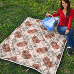 Cute Pomeranian Pattern Print Quilt