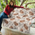 Cute Pomeranian Pattern Print Quilt