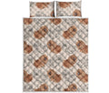 Cute Pomeranian Pattern Print Quilt Bed Set