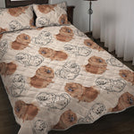 Cute Pomeranian Pattern Print Quilt Bed Set