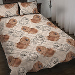 Cute Pomeranian Pattern Print Quilt Bed Set