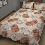 Cute Pomeranian Pattern Print Quilt Bed Set