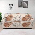 Cute Pomeranian Pattern Print Sofa Cover