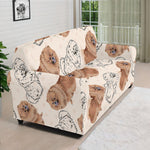 Cute Pomeranian Pattern Print Sofa Cover