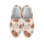 Cute Pomeranian Pattern Print White Slip On Shoes