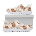 Cute Pomeranian Pattern Print White Running Shoes