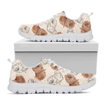 Cute Pomeranian Pattern Print White Sneakers