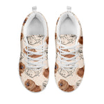 Cute Pomeranian Pattern Print White Sneakers