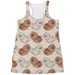 Cute Pomeranian Pattern Print Women's Racerback Tank Top