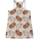 Cute Pomeranian Pattern Print Women's Racerback Tank Top