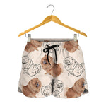 Cute Pomeranian Pattern Print Women's Shorts
