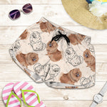 Cute Pomeranian Pattern Print Women's Shorts