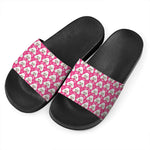 Cute Poodle Pattern Print Black Slide Sandals
