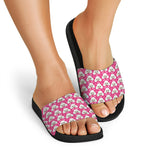 Cute Poodle Pattern Print Black Slide Sandals
