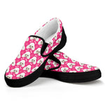 Cute Poodle Pattern Print Black Slip On Shoes
