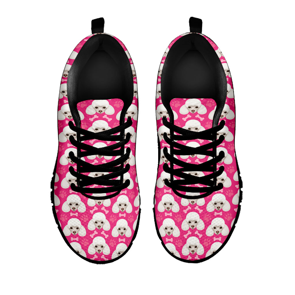 Cute Poodle Pattern Print Black Sneakers