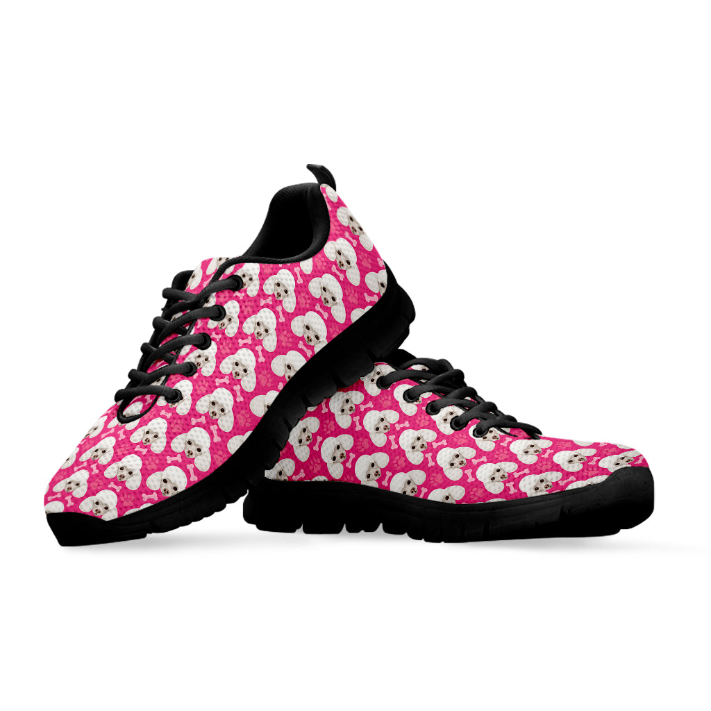 Cute Poodle Pattern Print Black Sneakers